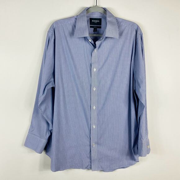 Bonobos Size 17 X 33 Windowpane Standard Fit Stretch Long Sleeve Dress Shirt - Picture 1 of 5